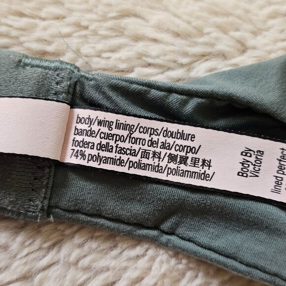 34DD Victorias Secret Body By Victoria Lined Perfect Coverage Bra Lace Green - Picture 4 of 10